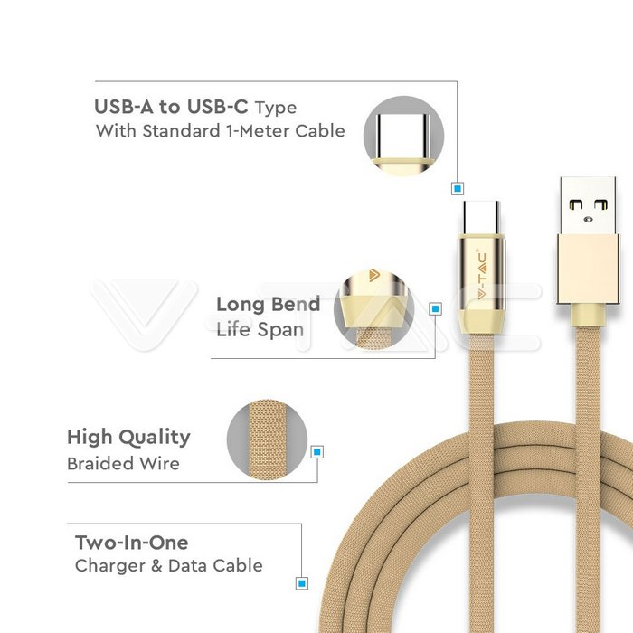 Cablu tip C USB Auriu Ruby Series - 1m [2]
