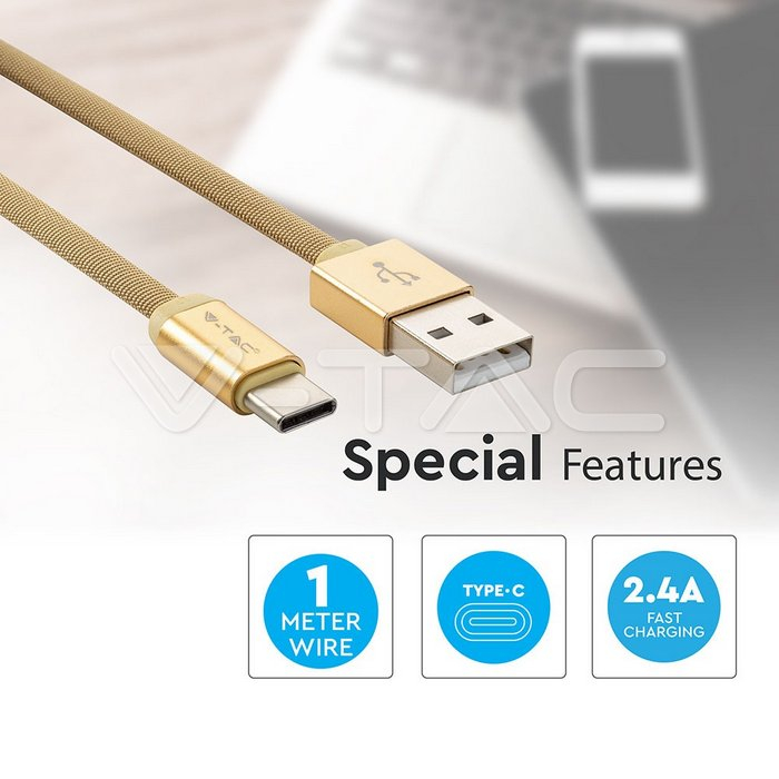 Cablu tip C USB Auriu Ruby Series - 1m [3]