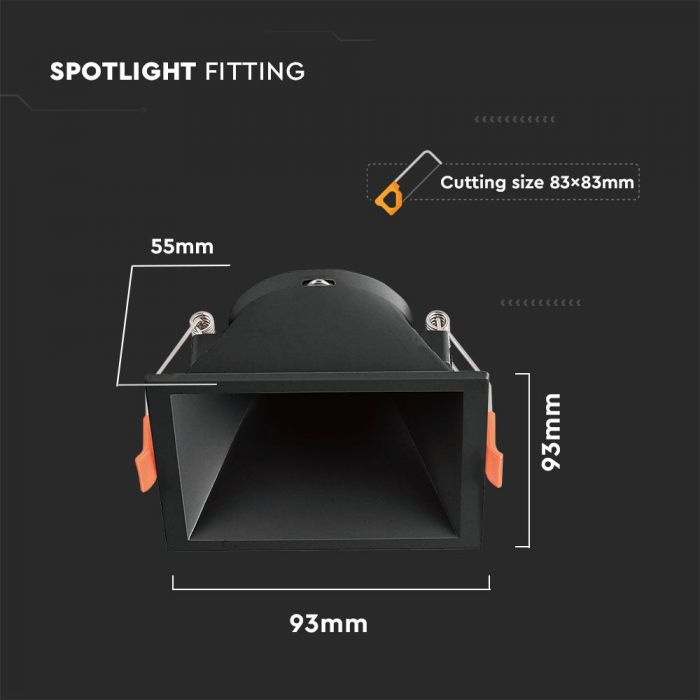 Carcasa Spot GU0, Negru, IP20, Patrat, Montaj Incastrat [2]