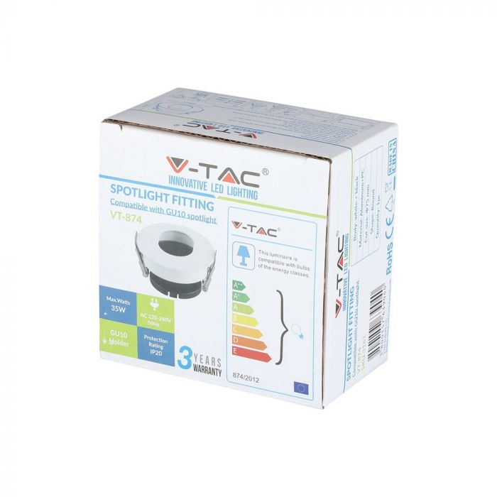 Carcasa Spot GU10, Alb + Negru, IP20, Montaj Incastrat, Rotund [9]
