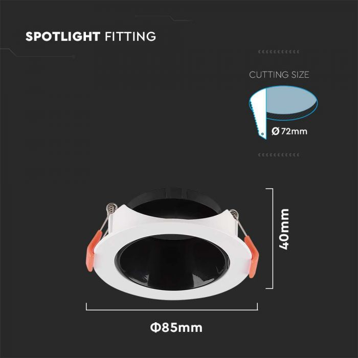 Carcasa Spot GU10, Alb + Negru, IP20, Rotund, Montaj Incastrat [2]