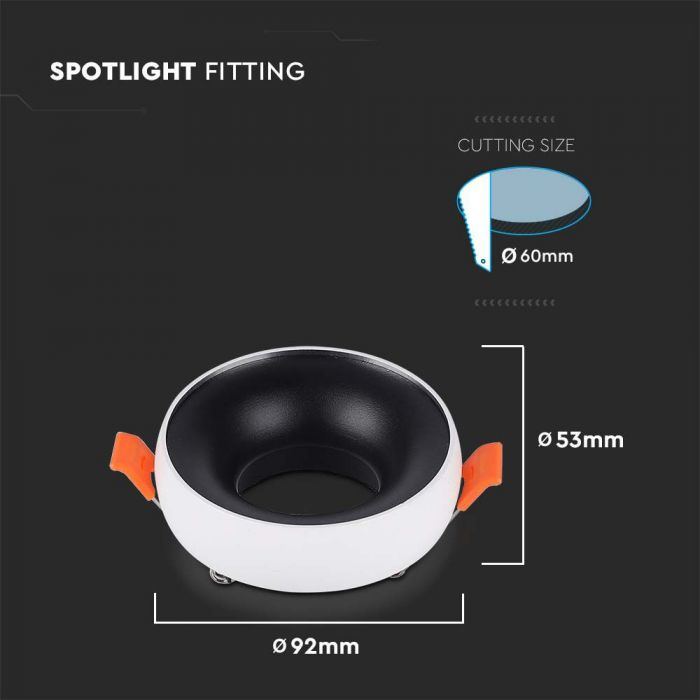 Carcasa Spot GU10, Alb + Negru, Rotund, IP20, Montaj Incastrat [2]