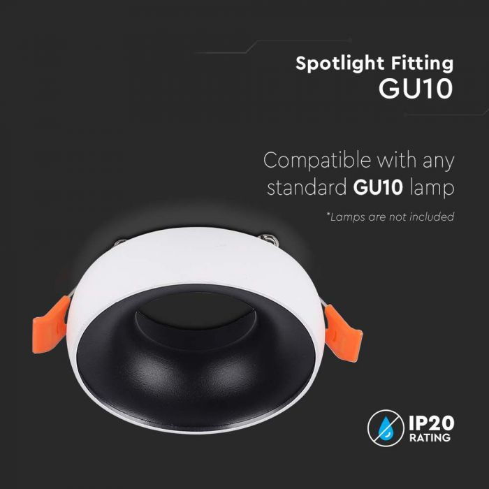 Carcasa Spot GU10, Alb + Negru, Rotund, IP20, Montaj Incastrat [3]