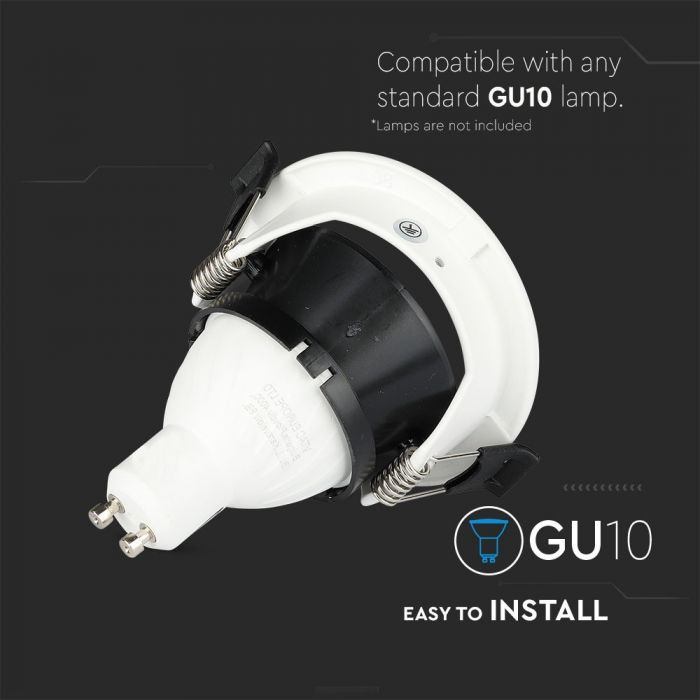 Carcasa Spot GU10, Alb + Negru, Rotund, IP20, Montaj Incastrat [6]