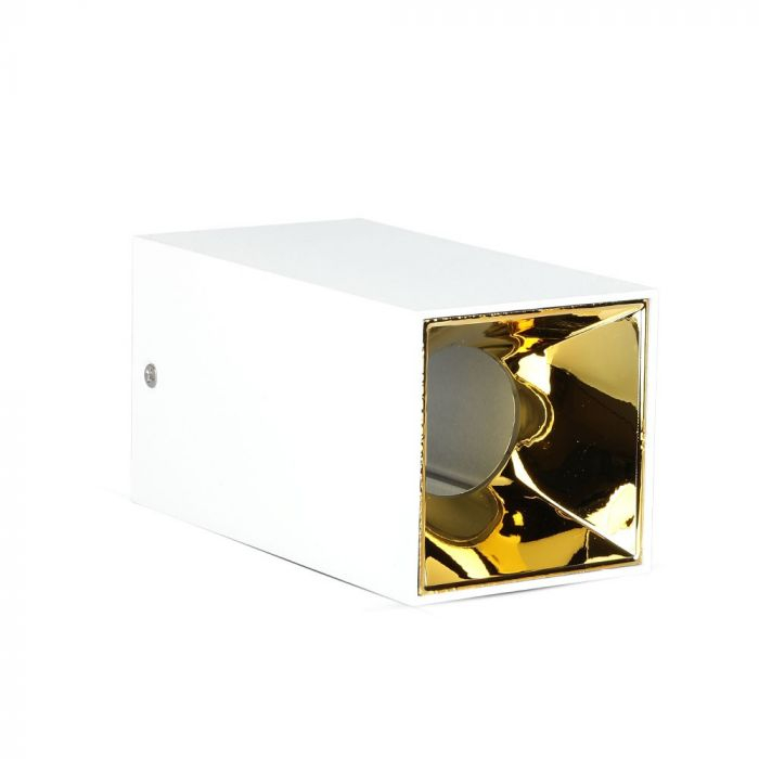 Carcasa Spot GU10, Aplicat, Alb+Gold, Patrat [6]
