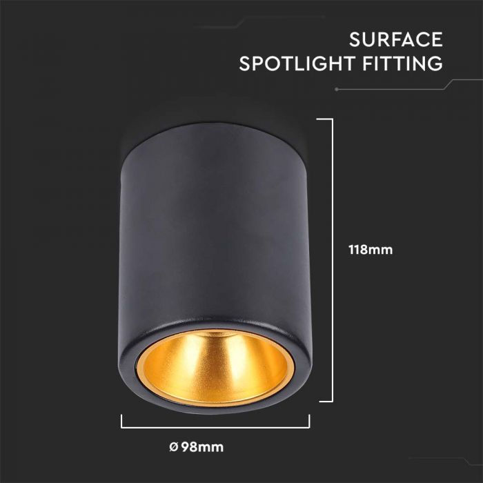 Carcasa Spot GU10, Negru + Auriu, IP20, Montaj Aplicat [2]
