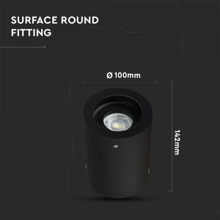 Carcasa Spot GU10, Negru, IP20, Montaj Aparent, Rotund [4]