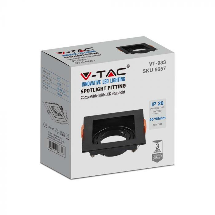 Carcasa Spot GU10, Negru, IP20, Patrat, Montaj Incastrat [5]