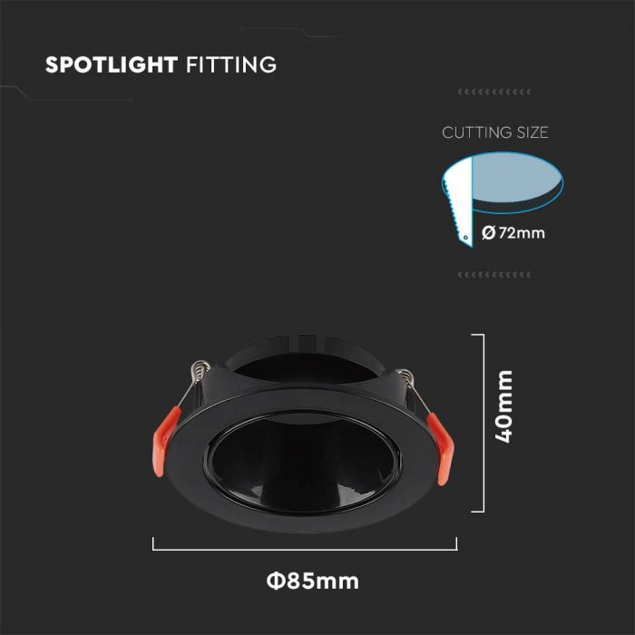 Carcasa Spot GU10, Negru, IP20, Rotund, Montaj Incastrat [2]
