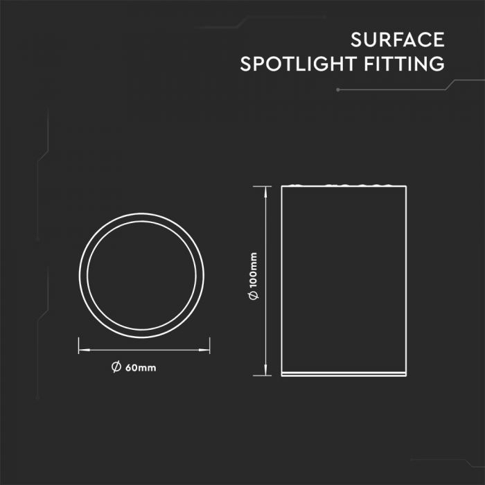 Carcasa Spot GU10, Negru, Rotund, IP20, Montaj Aplicat [3]