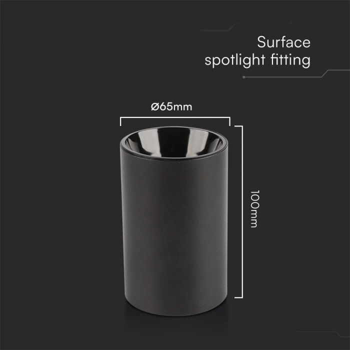Carcasa Spot GU10, Negru, Rotund, IP20, Montaj Aplicat [2]