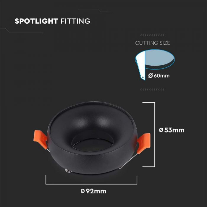 Carcasa Spot GU10, Negru, Rotund, IP20, Montaj Incastrat [2]