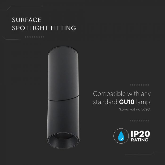 Fitting V-TAC, SOCLU GU10, 197mm, Negru [6]