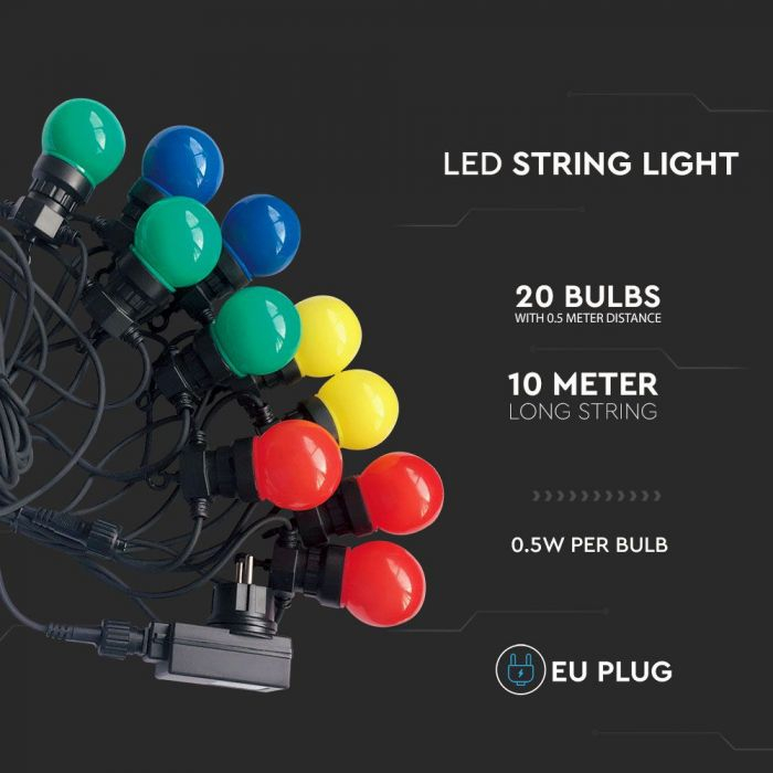 Ghirlandă Luminoasă LED 10m. 20 x 0.5W EU Becuri RGB [3]