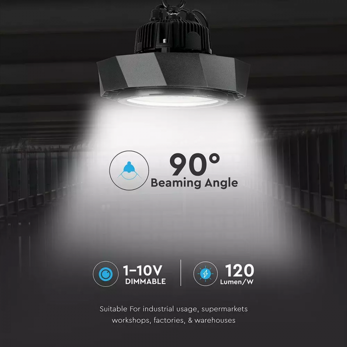 Highbay LED V-TAC, 100W, 12000lm, 120lm/W, Cip Samsung, Dimabil, 90'D [10]