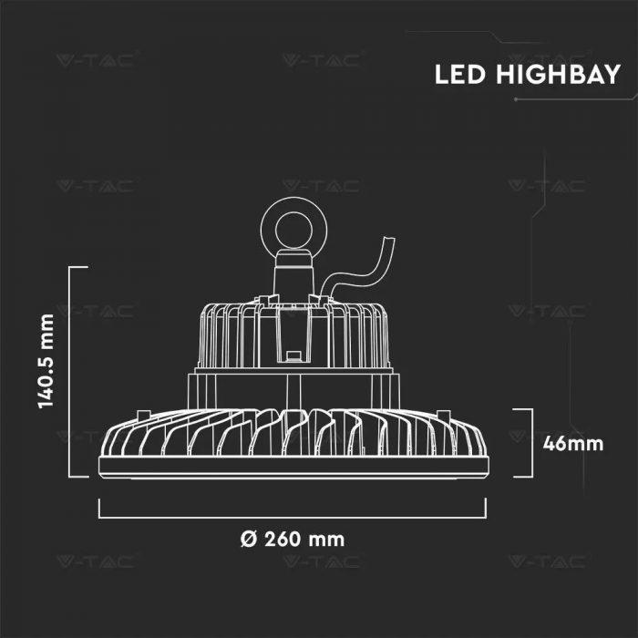 Highbay LED V-TAC, 100W, 12000lm, Cip Samsung, Dimabil, 120'D [4]