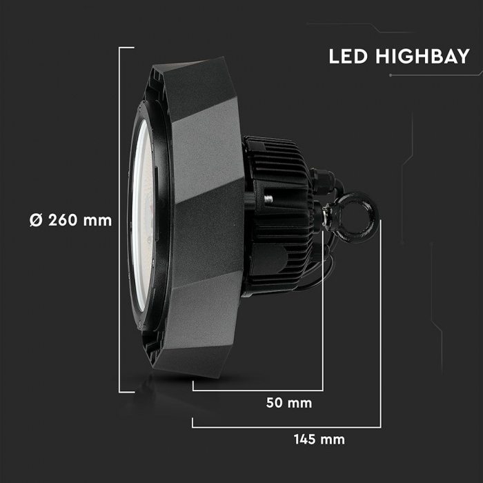 Highbay LED V-TAC, 100W, 18000lm, 180lm/W, Cip Samsung, Dimabil, 120°, 5 ani Garantie, 4000K [9]