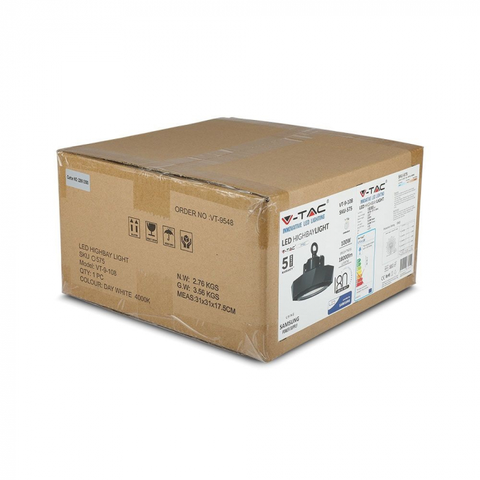 Highbay LED V-TAC, 100W, 18000lm, 180lm/W, Cip Samsung, Dimabil, 120°, 5 ani Garantie, 4000K [2]