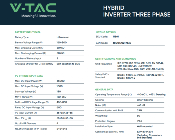 Kit Invertor Deye 50kWh Hibrid, Trifazat + Baterie Deye BOS-G High Voltage 61.44kWh, IP20 [2]