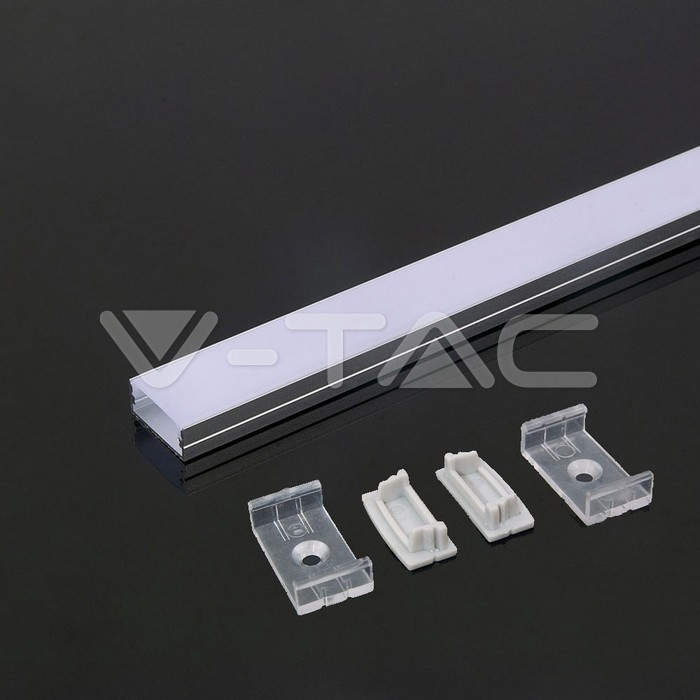 Kit Montaj din Aluminiu pentru Banda LED cu Dispersor 2000 x 23.5 x 10mm Aspect Lăptos [2]