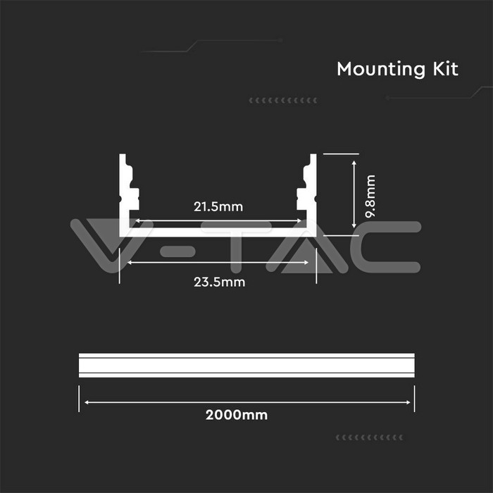 Kit Montaj din Aluminiu pentru Banda LED cu Dispersor 2000 x 23.5 x 10mm Aspect Lăptos [3]