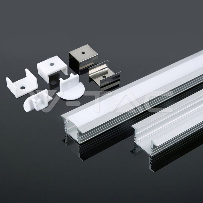 Kit montaj din aluminiu pentru banda LED cu dispersor - aspect lăptos [2]