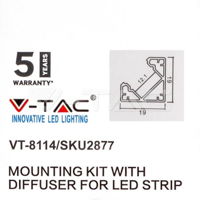 Kit montaj din aluminiu pentru banda LED negru colţ 2000x19x19mm [2]