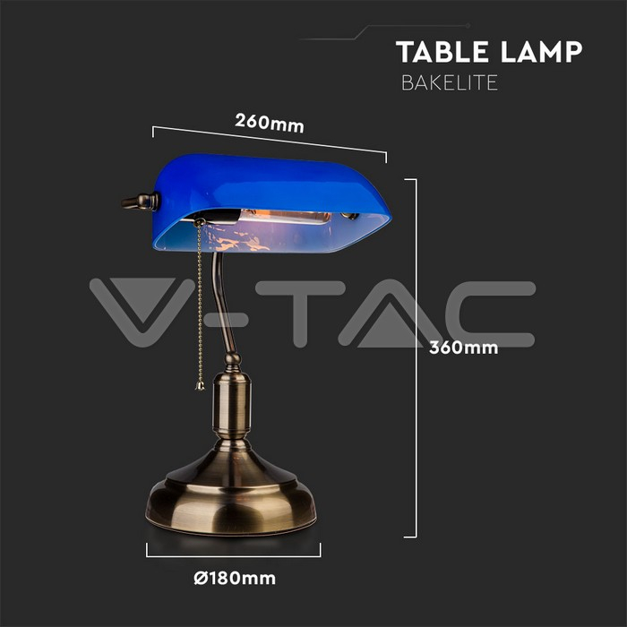 Lampa de birou V-TAC comutator E27,  Albastra [4]