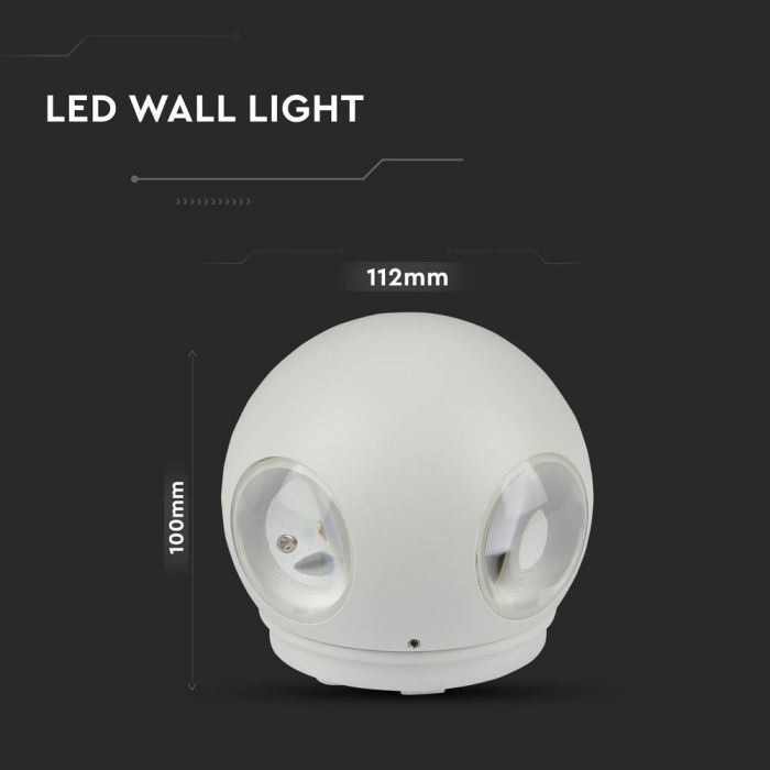 Lampă de perete 4W LED Corp Alb Rotund 3000K IP65 [2]