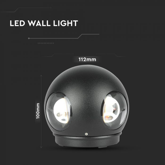 Lampă de perete 4W LED Corp Negru Rotund 3000K IP66 [2]