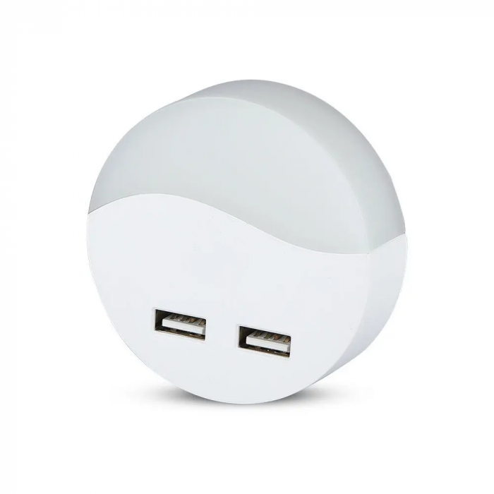 Lampa LED de veghe V-TAC, 0.45W, 2 porturi USB, RD [2]