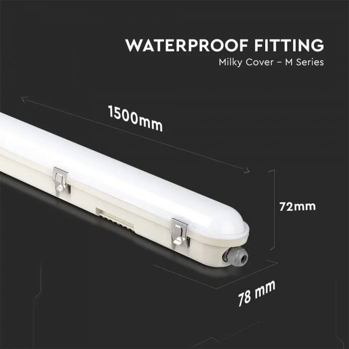 Lampa LED Industriala V-TAC, 48W, IP65, 150cm, 120lm/W, Cip Samsung, SS Clips, Dispersor Mat [6]