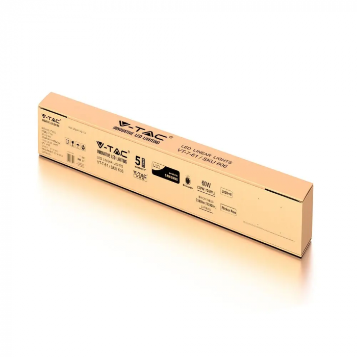 Lampa LED Liniara V-TAC, 60W, Cip Samsung, Lumina Neutra, Dimabila [3]