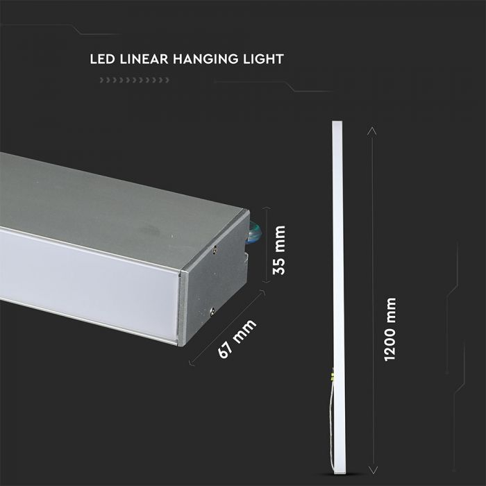 Lampa liniara cu cip Samsung 40W, V-TAC, Montaj suspendat, 4000K [4]