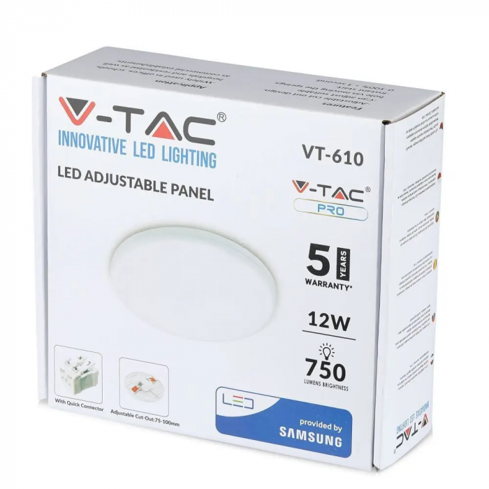 Mini Panou LED V-TAC, Cip Samsung, Ajustabil, Rotund, 5 ani Garantie [4]