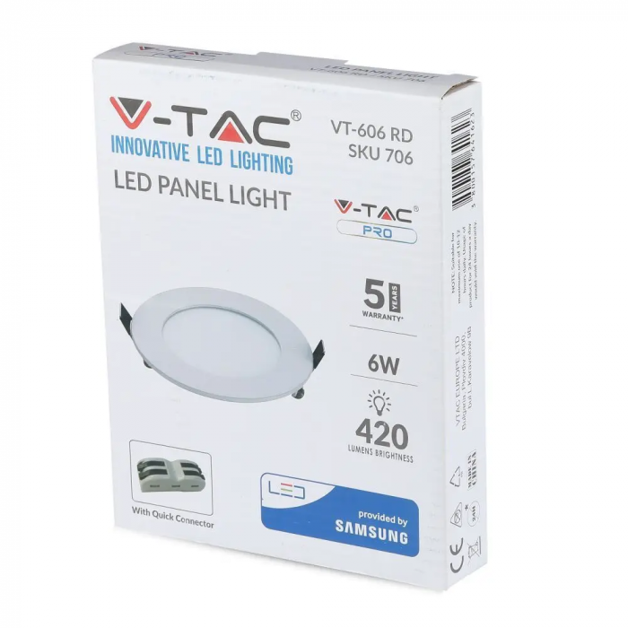 Mini Panou LED V-TAC, Premium, Cip Samsung, Rotund, 5 ani Garantie [3]
