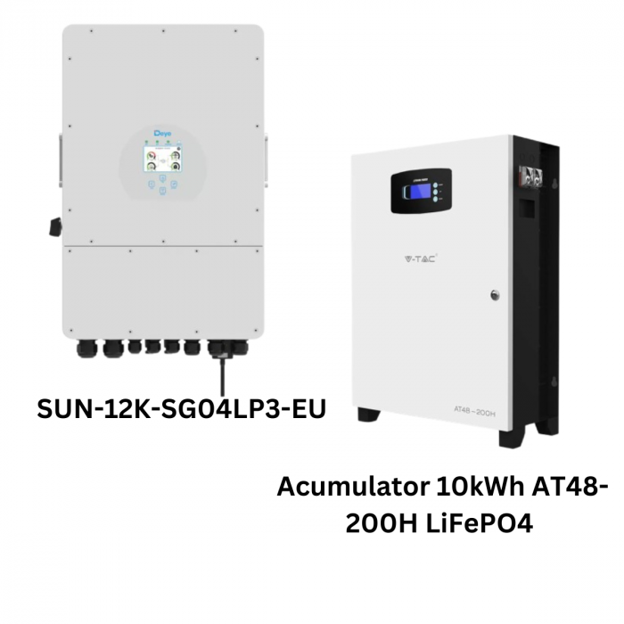 Pachet Invertor DEYE 12kWh Trifazat Low Voltage + Acumulator V-TAC AT48-200H 10kWh [1]
