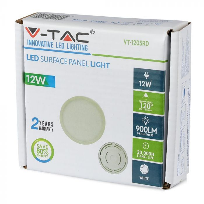 Panou Led rotund V-TAC, 12W, Montaj aplicat [4]