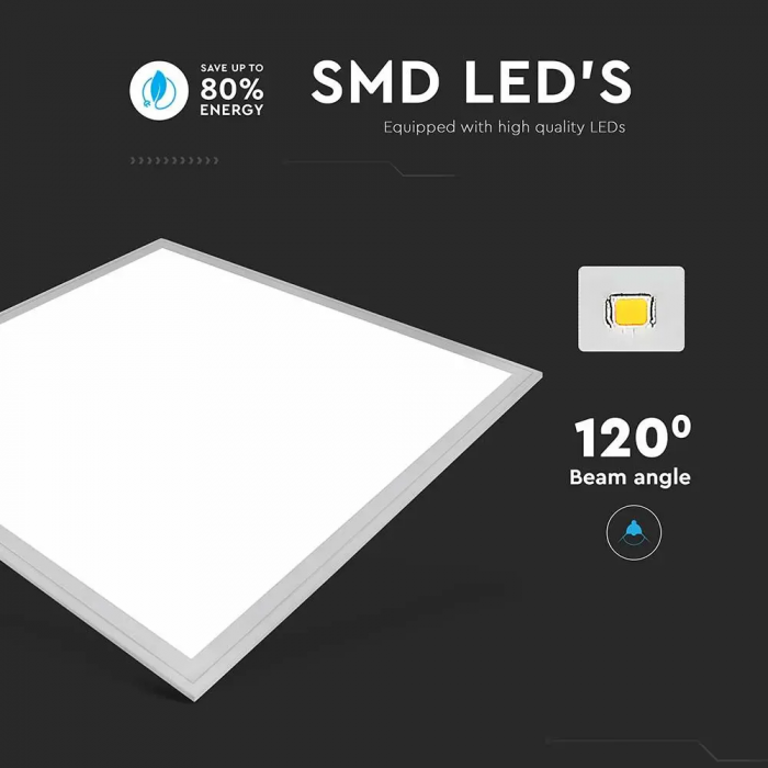 Panou LED V-TAC 60x60, 40W, 4950lm, 4500K, Lumina Neutra, Montaj Incastrat [5]