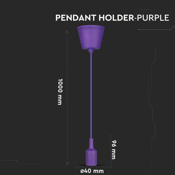 Pendul din silicon V-TAC, E27, Violet [6]