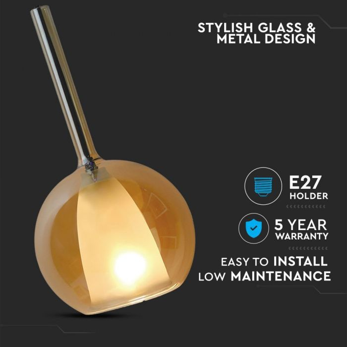 Pendul din Sticlă Dubla V-TAC, Amber+Alb, Ф180mm [5]