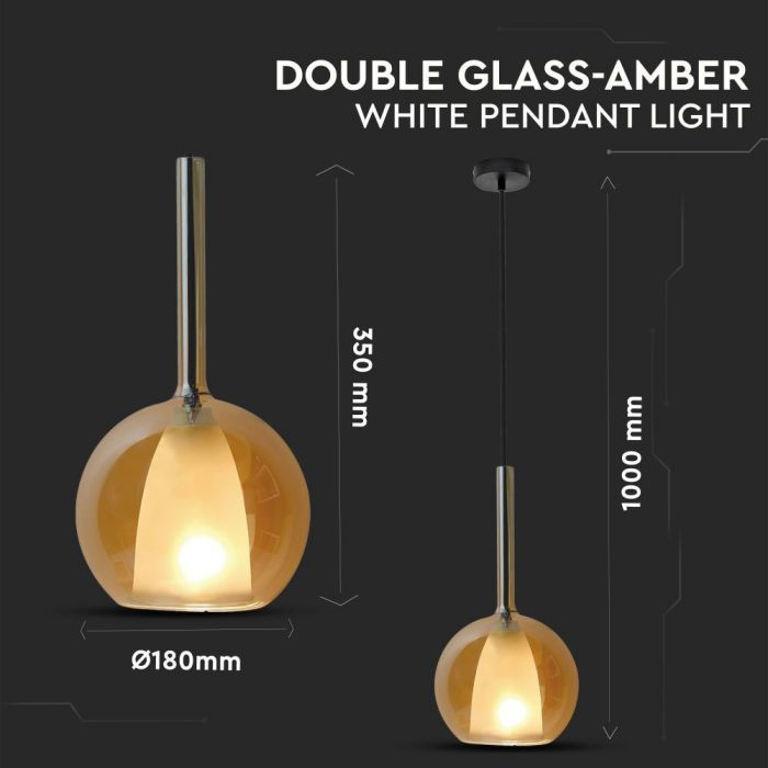 Pendul din Sticlă Dubla V-TAC, Amber+Alb, Ф180mm [3]