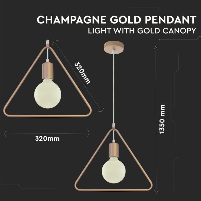 Pendul LED V-TAC, Soclu E27, Champagne-Gold [2]