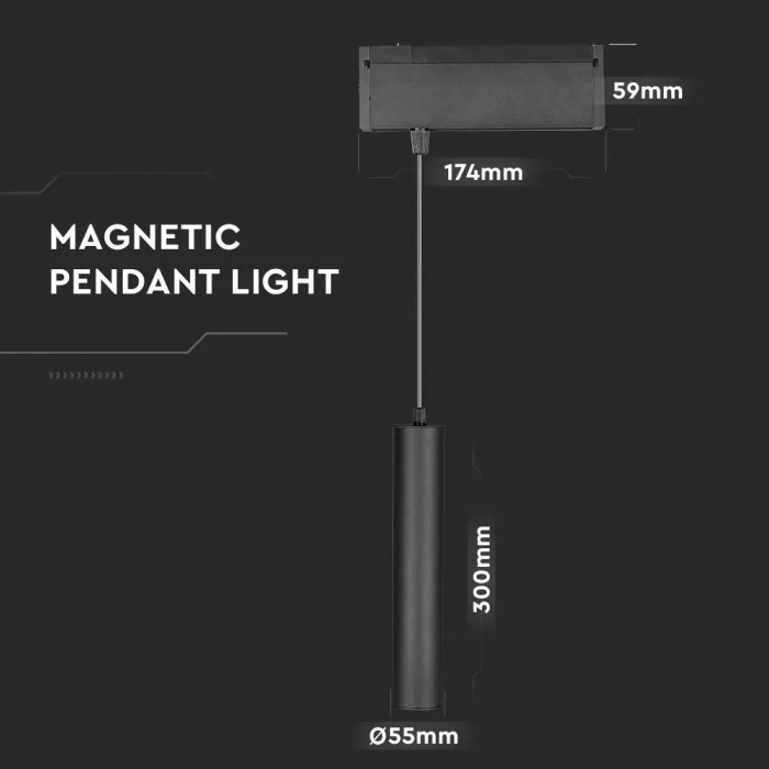 Pendul Magnetic LED V-TAC, 15W, IP20, 24V, Negru [7]