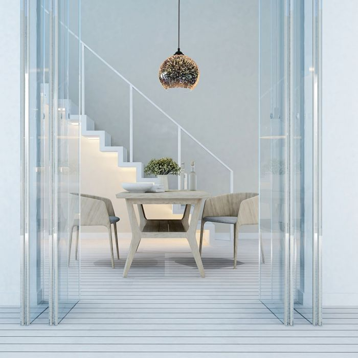 Pendul Sticla V-TAC, Efect 3D, Soclu E27, 250mm [3]