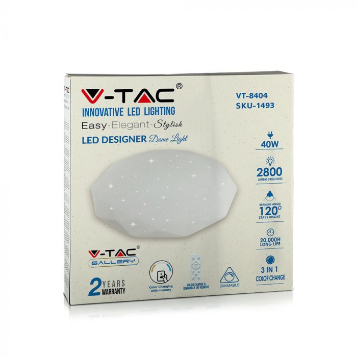 Plafoniera LED 3 in 1 cu telecomanda ,V-TAC, Dimabila Diamant [4]