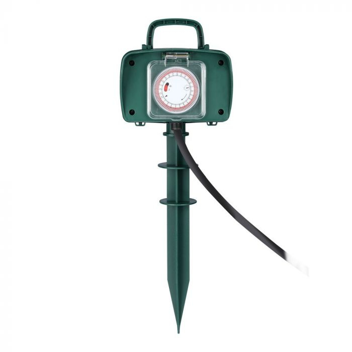 Prelungitor gradina V-TAC, 2 intrari, Timer integrat, IP44 [2]