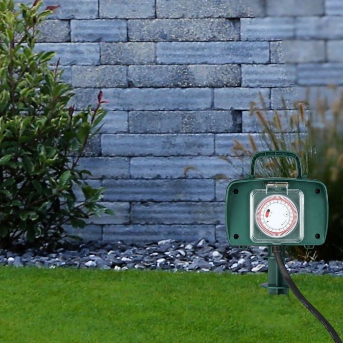 Prelungitor gradina V-TAC, 2 intrari, Timer integrat, IP44 [6]
