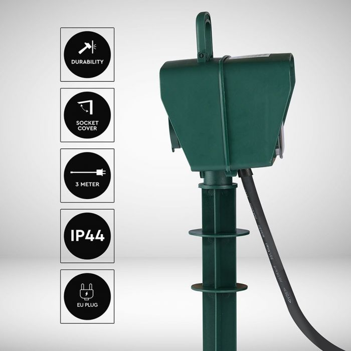 Prelungitor gradina V-TAC, 2 intrari, Timer integrat, IP44 [5]