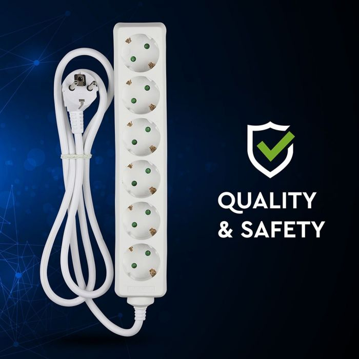 Prelungitor V-TAC 6 intrari, Alb [4]